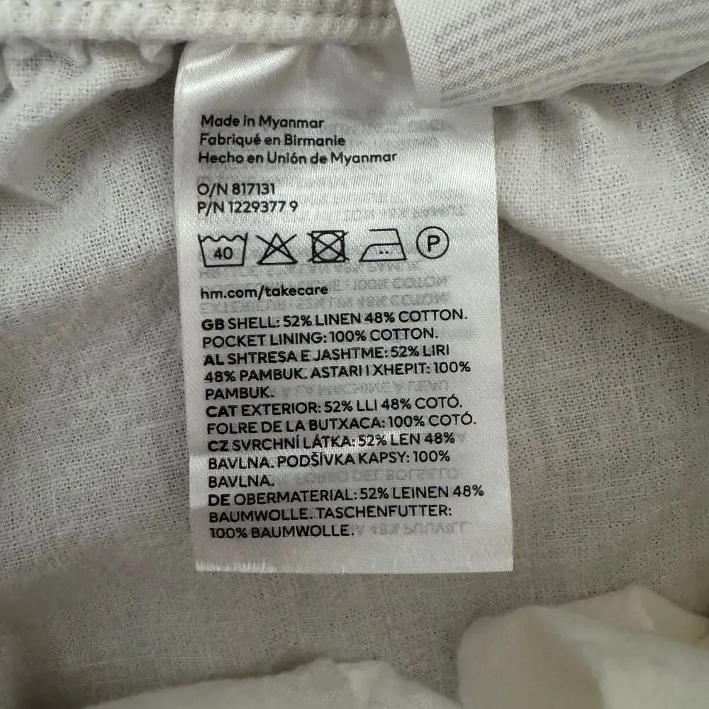 H&M Boys Relaxed Fit Linen Cotton Pants White Size 14+